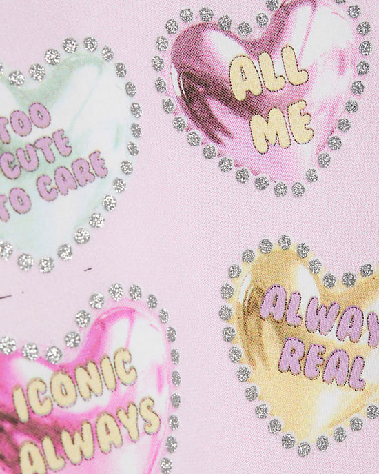 River Island Girls T-Shirt White Valentines Heart - Image 3