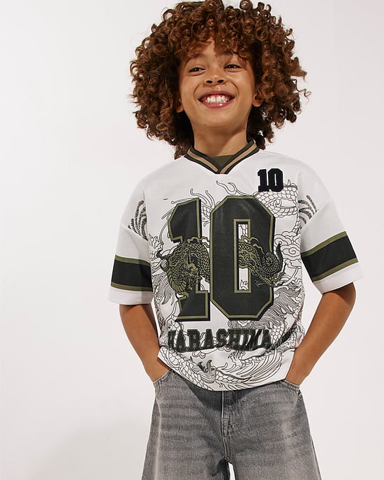 River Island Boys T-Shirt White Japanese Dragon & 10 Print - Image 3
