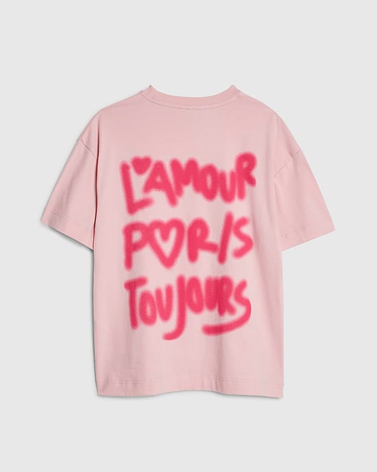 River Island Girls T-Shirt Pink Graffiti Graphic - Image 1