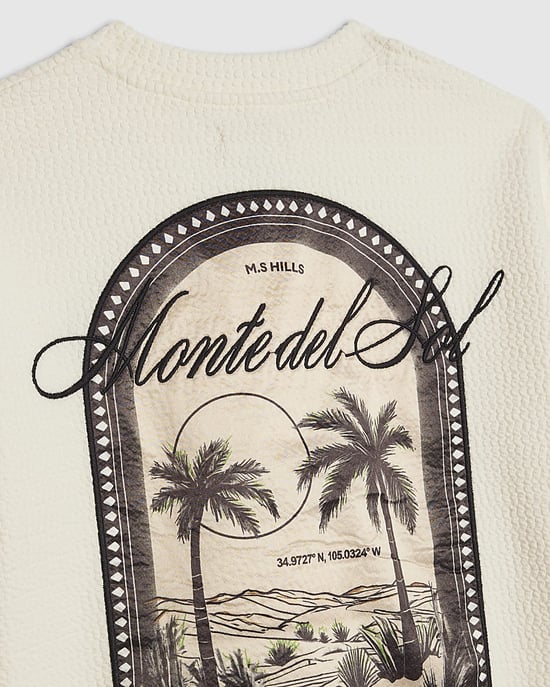River Island Mini Boys T-Shirt Cream Textured Palm Tree - Image 3