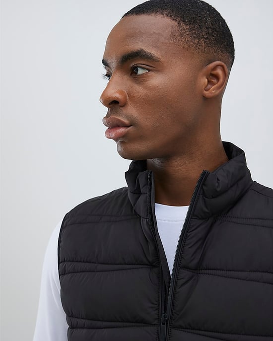 River Island Mens Puffer Gilet Black Lightweight Zipped Padded - Image 2