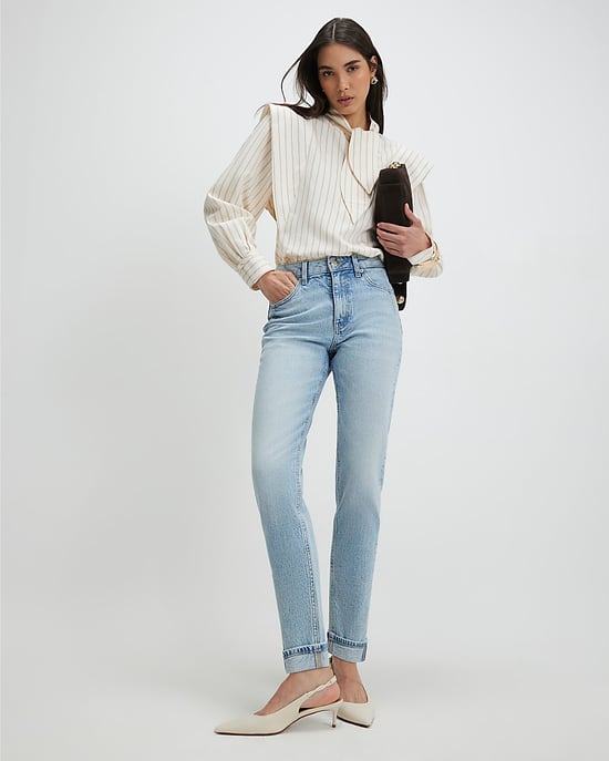 River Island Womens Mom Sculpt Jeans Blue Mid Rise Zip - Image 1
