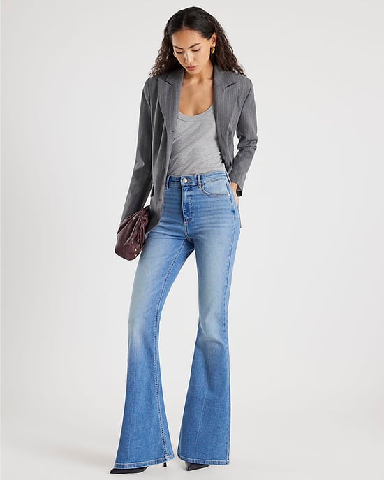 River Island Womens Flared Jeans Blue High Waisted Sculpt Zip - Image 2