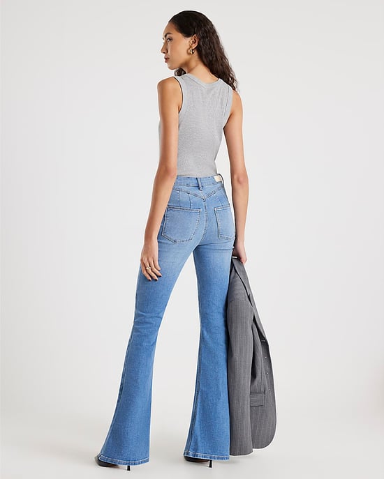 River Island Womens Flared Jeans Blue High Waisted Sculpt Zip - Image 4