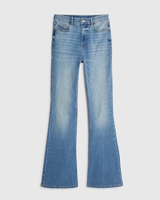 River Island Womens Flared Jeans Blue High Waisted Sculpt Zip - Image 6
