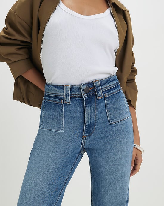 River Island Womens Flared Jeans Petite Blue Relaxed Zip - Image 3