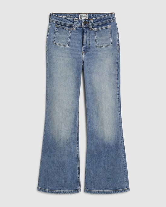 River Island Womens Flared Jeans Petite Blue Relaxed Zip - Image 6
