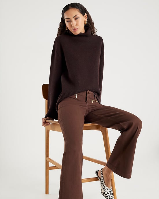 River Island Womens Flared Jeans Brown Zip Front Relaxed - Image 2