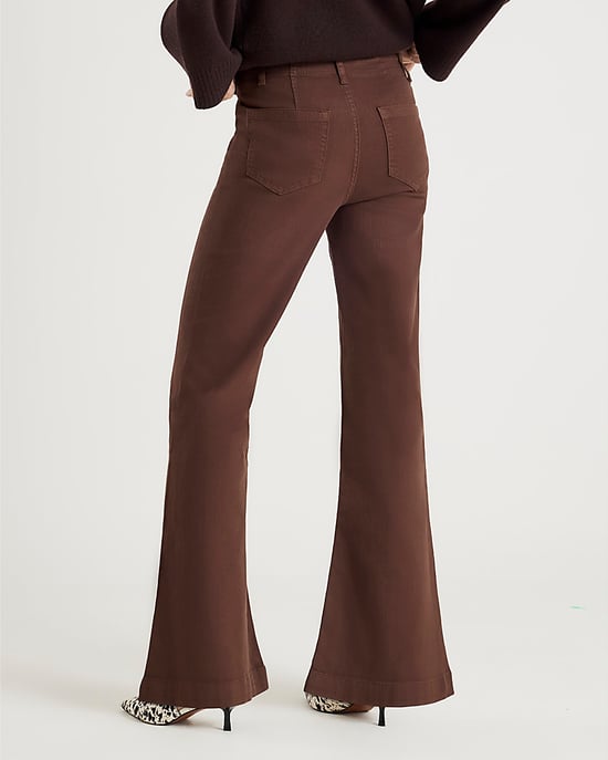 River Island Womens Flared Jeans Brown Zip Front Relaxed - Image 3