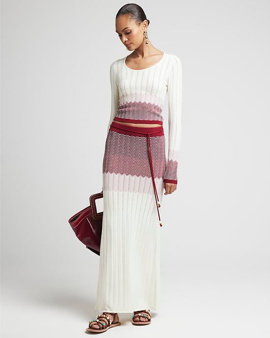 River Island Womens Maxi Skirt Red Chevron Knit - Image 5