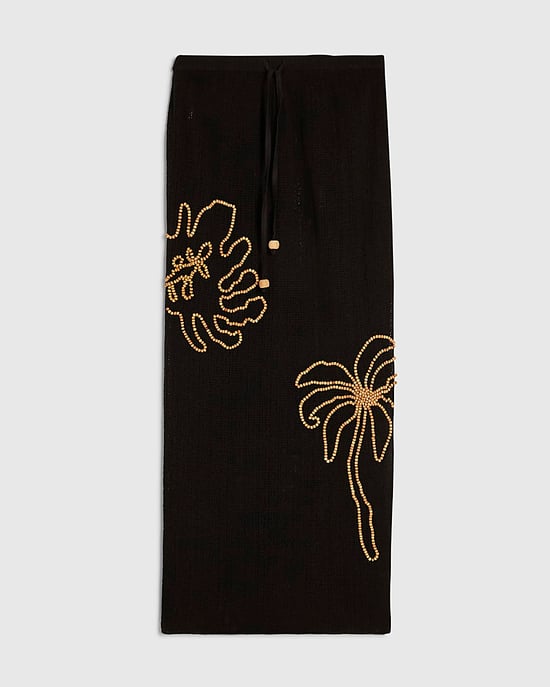 River Island Womens Maxi Skirt Black Beaded Knit Elasticated - Image 6