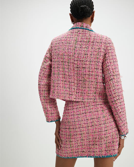 River Island Womens Trophy Jacket Pink Whipstitch Boucle - Image 3