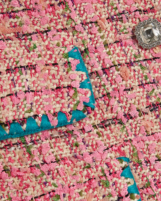 River Island Womens Trophy Jacket Pink Whipstitch Boucle - Image 5