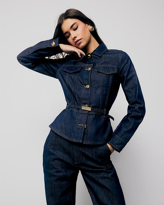 River Island Womens Jacket Indigo Denim Long Sleeve Belted - Image 1
