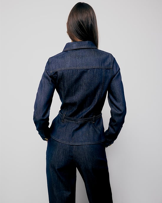 River Island Womens Jacket Indigo Denim Long Sleeve Belted - Image 3