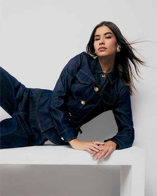 River Island Womens Jacket Indigo Denim Long Sleeve Belted - Image 4