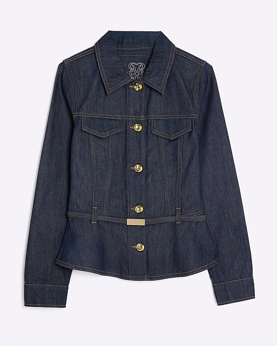 River Island Womens Jacket Indigo Denim Long Sleeve Belted - Image 6