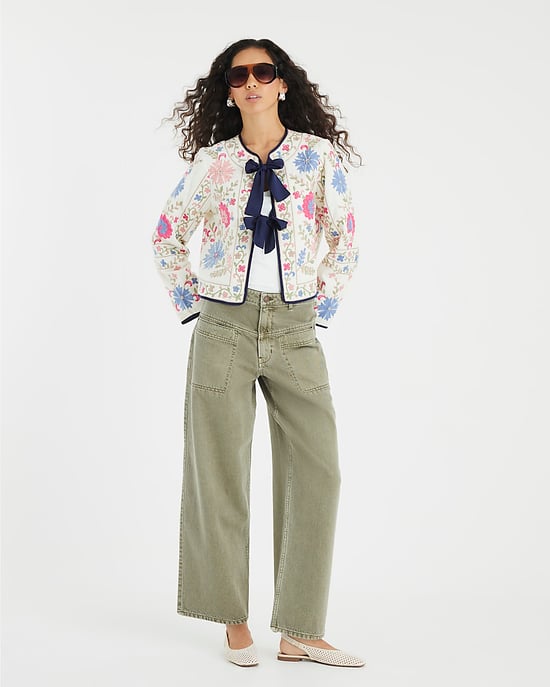 River Island Womens Jacket Cream Floral Embroidered Tie Front - Image 3