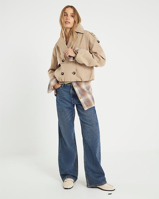River Island Womens Trench Jacket Beige Short Bubble Hem - Image 4