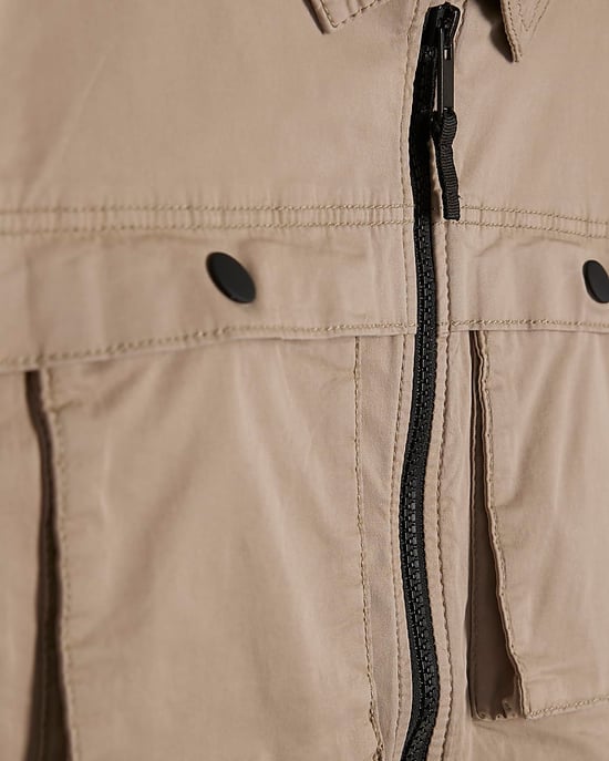 River Island Boys Shacket Beige Long Sleeve Collared - Image 3
