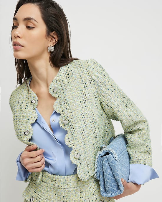 River Island Womens Scallop Jacket Trophy Green Boucle - Image 4