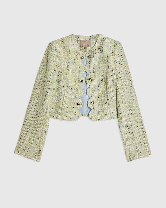 River Island Womens Scallop Jacket Trophy Green Boucle - Image 6