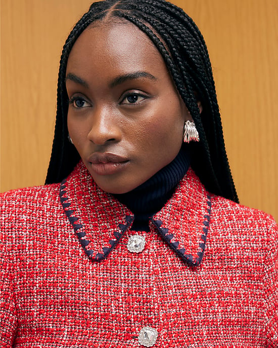 River Island Womens Jacket Trophy Red Whipstitch Boucle - Image 2