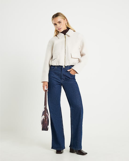 River Island Womens Harrington Jacket Petite Cream Collared - Image 2