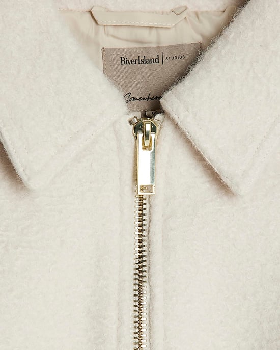 River Island Womens Harrington Jacket Petite Cream Collared - Image 4