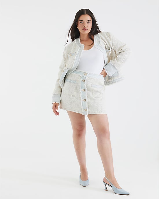 River Island Womens Jacket Cream Long Sleeve Denim Boucle Mix - Image 4