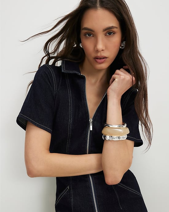 River Island Womens Playsuit Blue Sculpt Denim Short Sleeve - Image 2