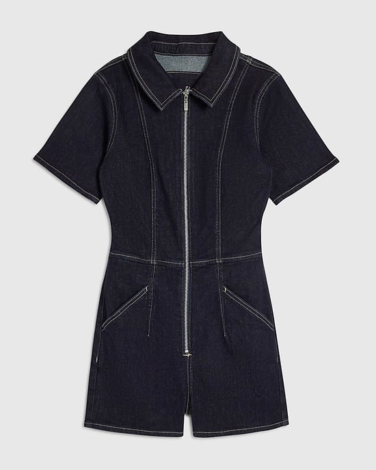 River Island Womens Playsuit Blue Sculpt Denim Short Sleeve - Image 6