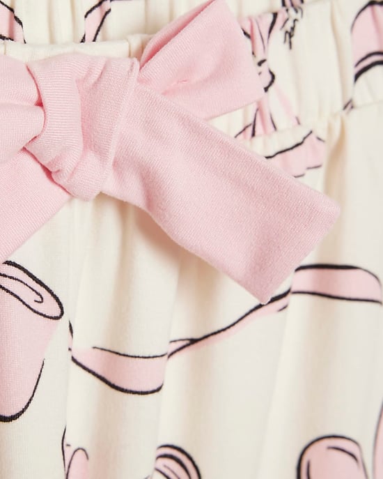 River Island Girls Pyjama Set Cream Bow Print Short Sleeve 2 Piece - Image 3
