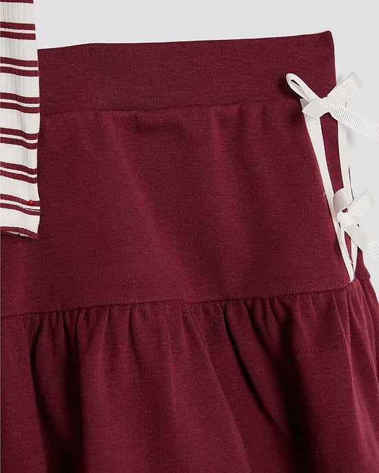 River Island Girls Polo Top & Skirt Set Red Stripe 2 Piece - Image 4