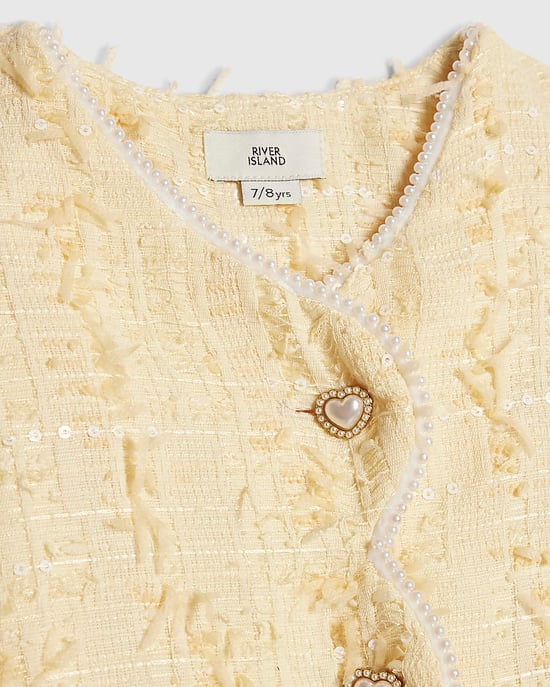 River Island Girls Jacket & Skirt Set Yellow Boucle 2 Piece - Image 3