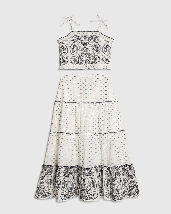 River Island Girls Skirt Set White Mexicana Maxi Embroidered 2 Piece - Image 1