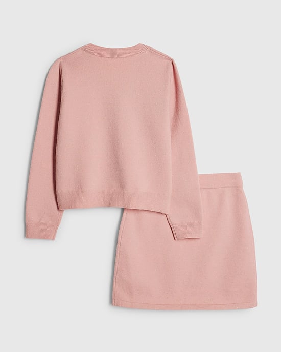 River Island Girls Cardigan & Skirt Set Pink Sequin 2 Piece - Image 2