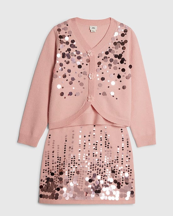 River Island Girls Cardigan & Skirt Set Pink Sequin 2 Piece - Image 5