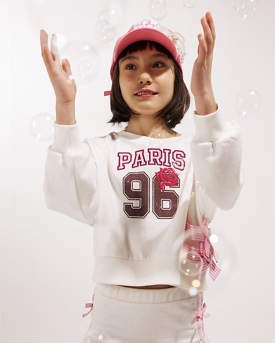 River Island Girls Top & Skirt Set White Paris 96 Sweat 2 Piece - Image 5