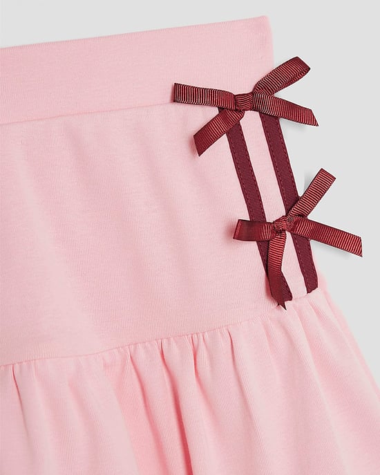 River Island Girls Polo Top & Skirt Set Pink Bow 2 Piece - Image 4