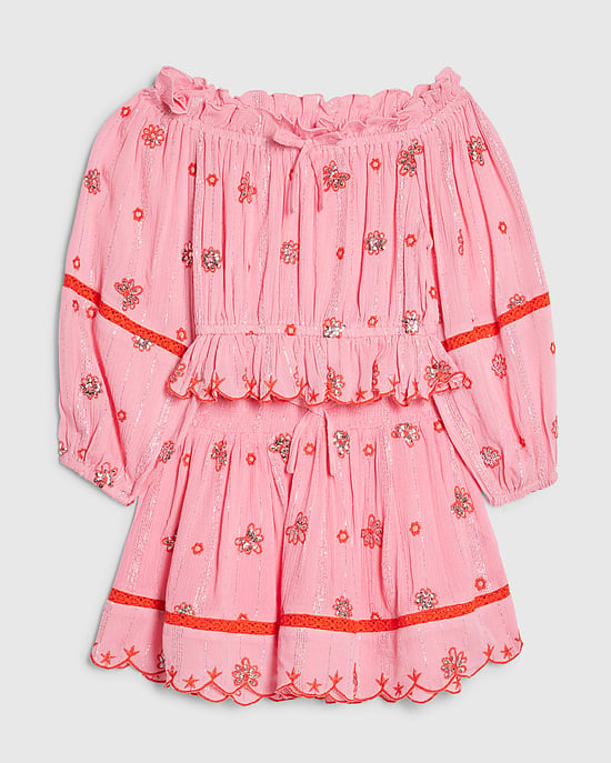 River Island Girls Top & Skirt Set Pink Embroidered Mirror 2 Piece - Image 5