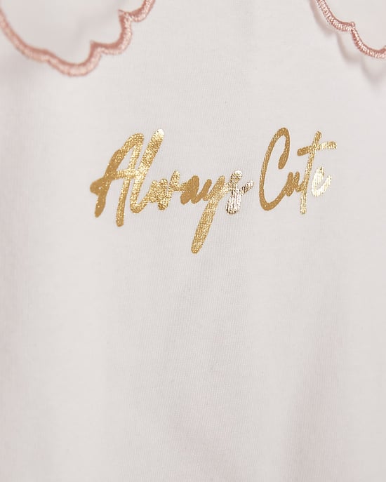 River Island Mini Girls Top & Skort Set Pink Faux Suede 2 Piece - Image 3