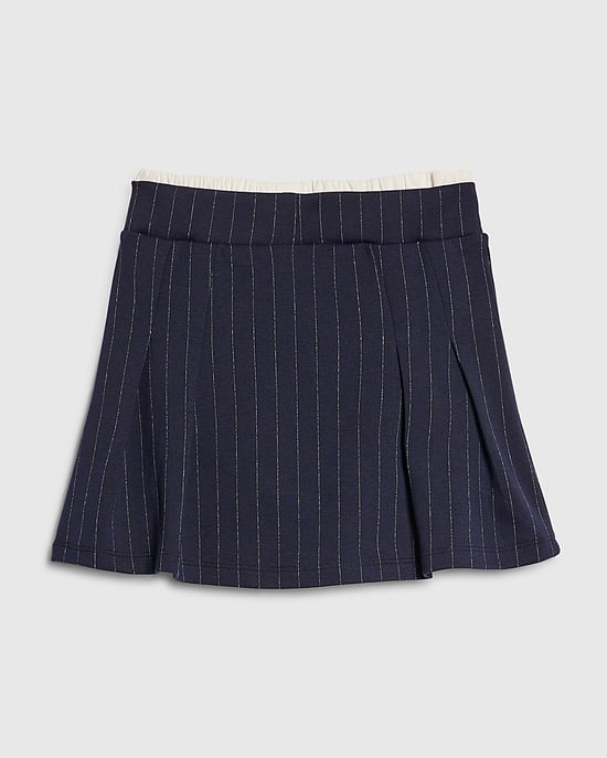 River Island Girls Skirt Navy Pinstripe Pleated Striped - Image 4