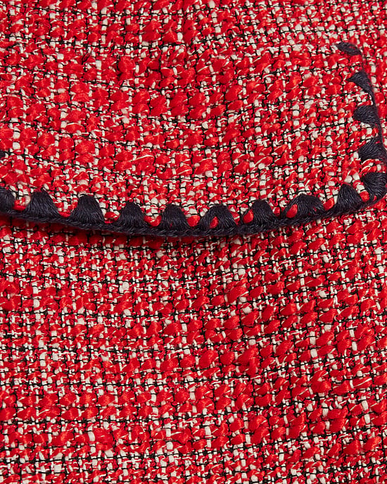 River Island Womens Mini Skirt Red Whipstitch Boucle Zip - Image 5