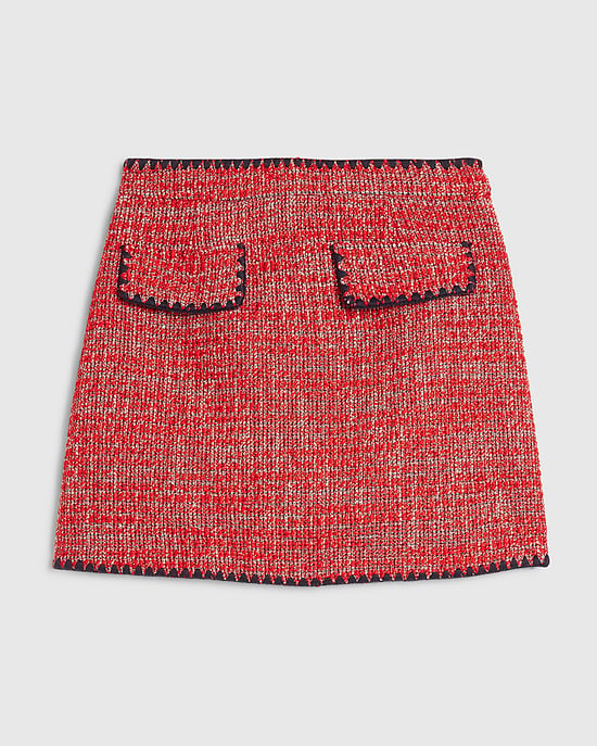 River Island Womens Mini Skirt Red Whipstitch Boucle Zip - Image 6