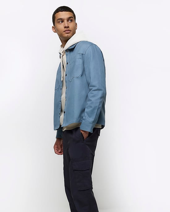 River Island Mens Cargo Joggers Washed Navy Slim Fit - Image 4