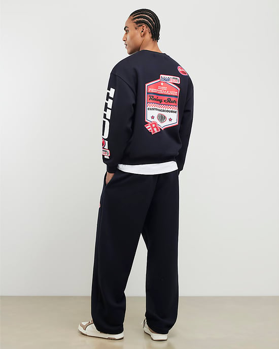 River Island Mens Joggers Black High Performance Badge Wide - Image 4