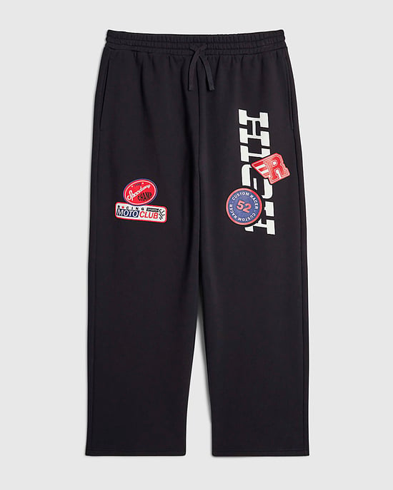 River Island Mens Joggers Black High Performance Badge Wide - Image 6