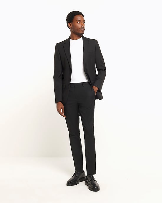 River Island Mens Suit Trousers Black Skinny Fit Twill - Image 2