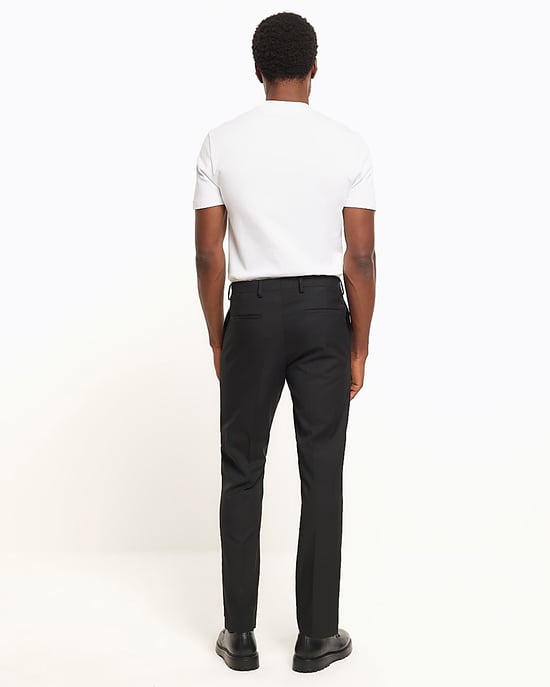 River Island Mens Suit Trousers Black Skinny Fit Twill - Image 3